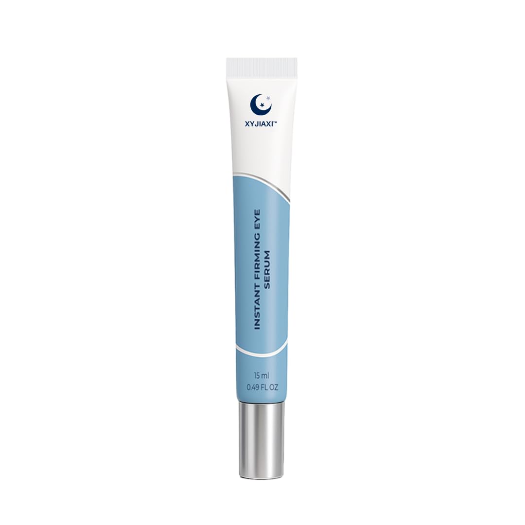 XYJIAXI Instant Firming Eye Serum bottle close-up showing premium packaging for easy home use