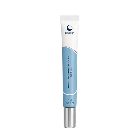 XYJIAXI Instant Firming Eye Serum bottle close-up showing premium packaging for easy home use