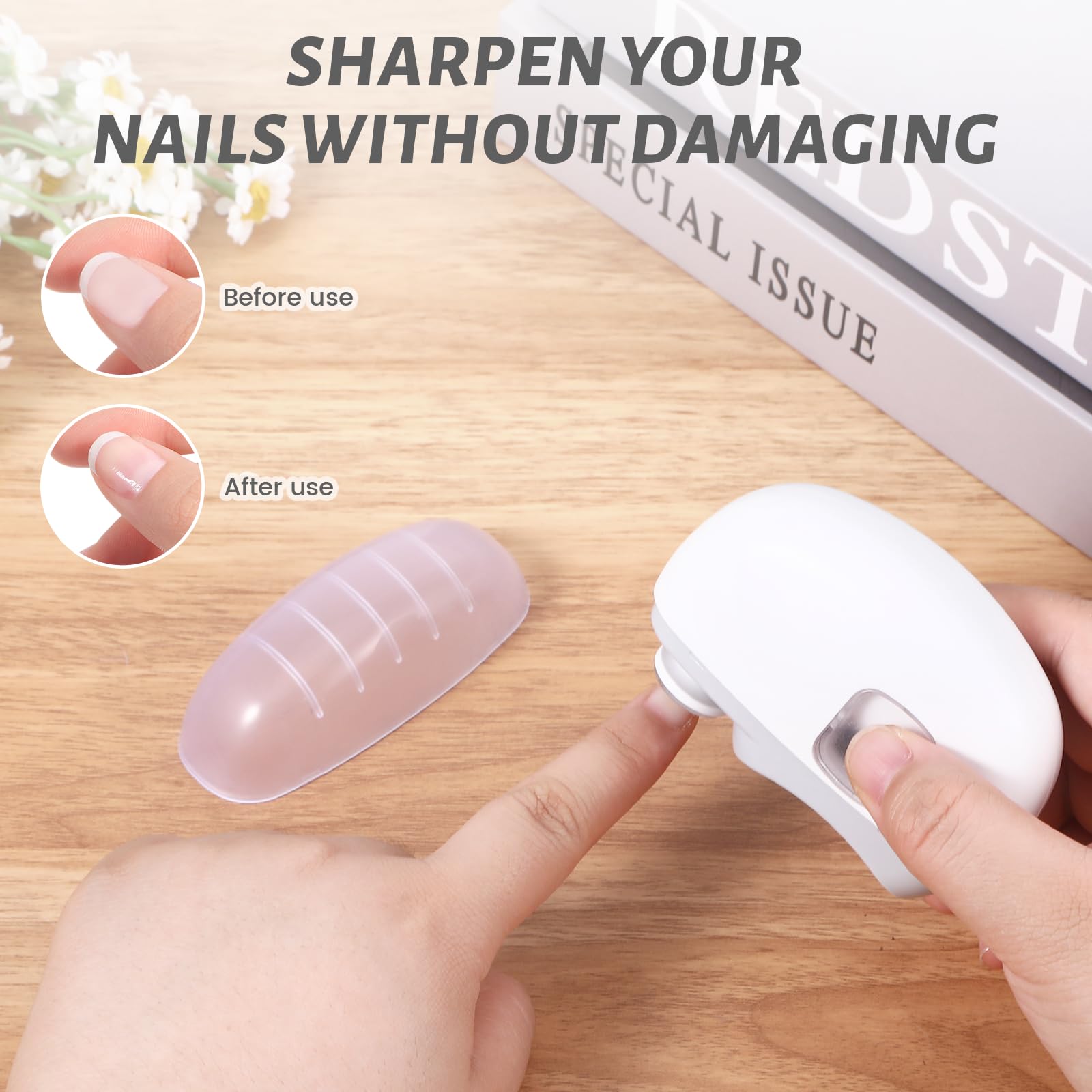 An older adult uses the Xyulaan nail clipper for at-home nail care.