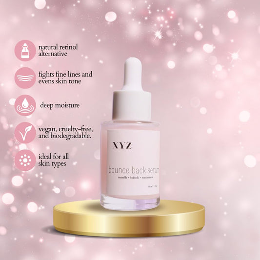 XYZ Skin Bounce Back Serum bakuchiol close-up for gentle brightening