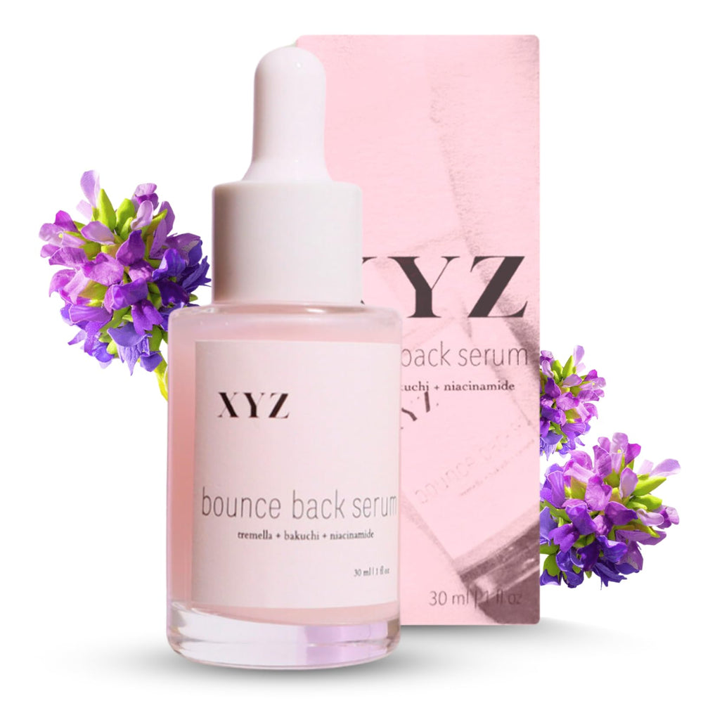XYZ Skin Bounce Back Serum bottle highlighting gentle brightening for even tone
