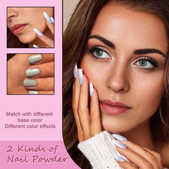 XZMeiLun finished manicure lifestyle shot showing iridescent mermaid chrome nails
