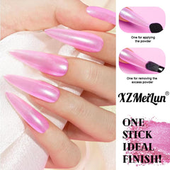 XZMeiLun pigment mixed into builder gel demonstrating custom shifting gel polish