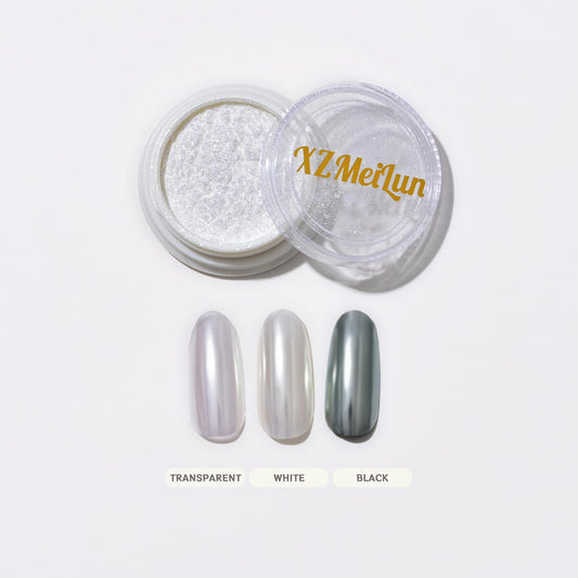 XZMeiLun powder close-up texture revealing fine multi-chrome particles and smooth finish