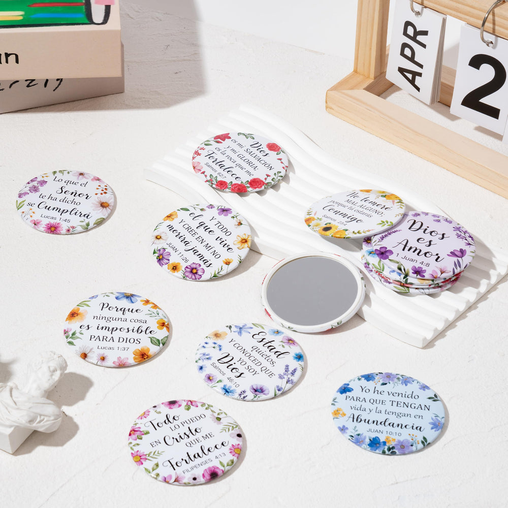 Y1tvei Floral scripture pocket mirror portable elegance for travel