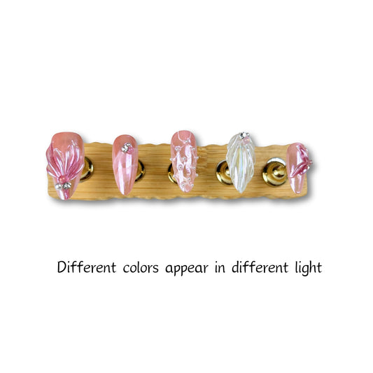 Yabonica press-on nails with gemstone accents for a touch of luxury and sparkle
