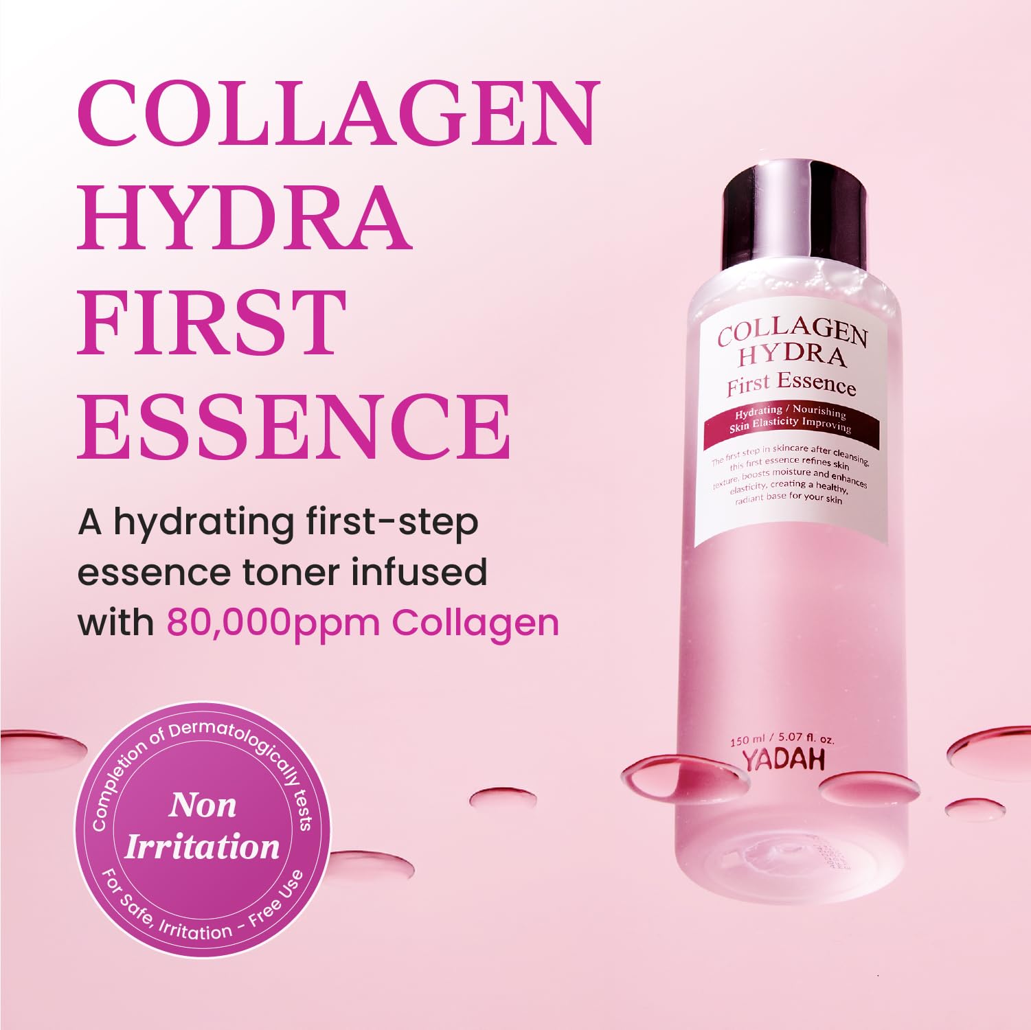 YADAH Collagen Hydra Essence being poured to show light texture and flow