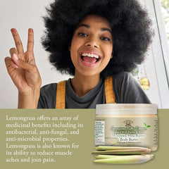 Yadain Lemongrass Extreme Body Butter whipped texture close-up for smooth skin.