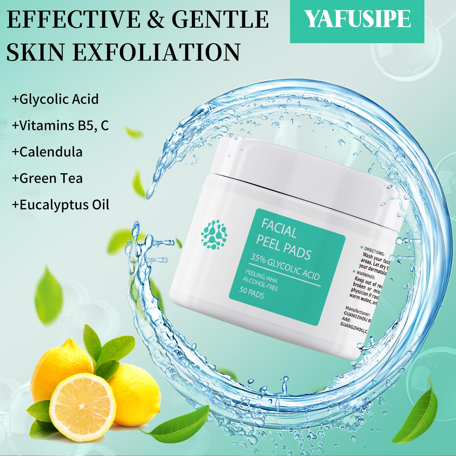 YAFUSIPE Glycolic Acid Toner Pad application demonstrates simple wipe-on exfoliation for smoother skin.