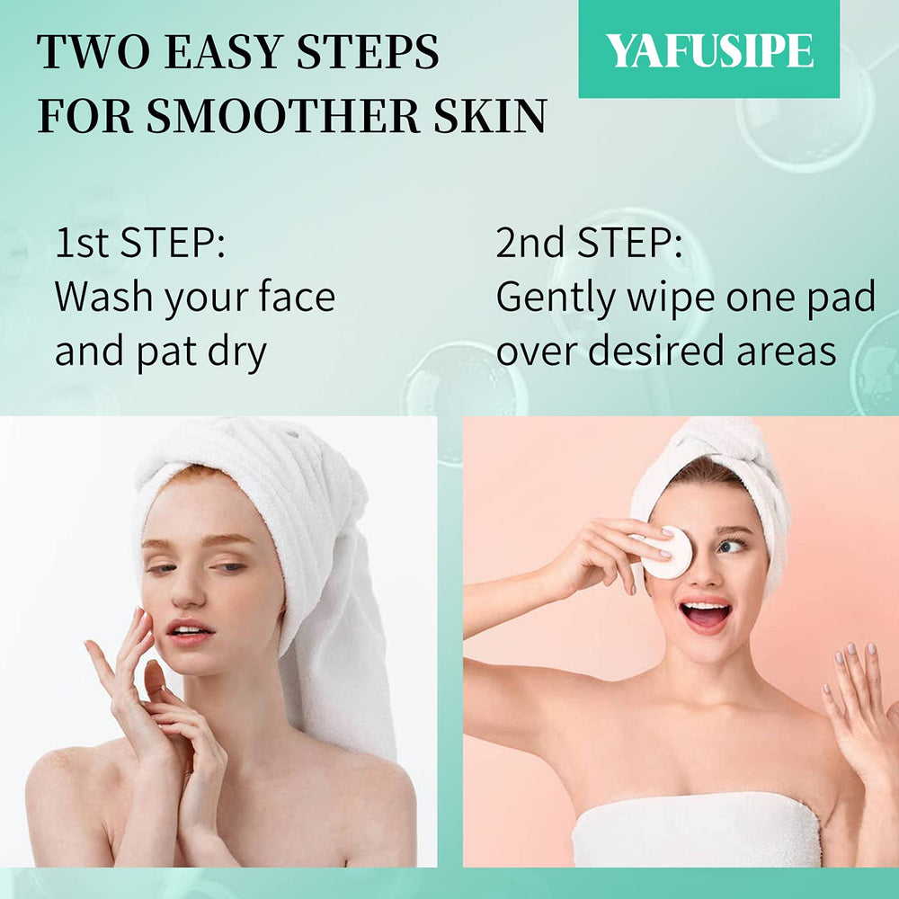YAFUSIPE Glycolic Acid Toner Pad closeup captures texture and active formula ready for use.
