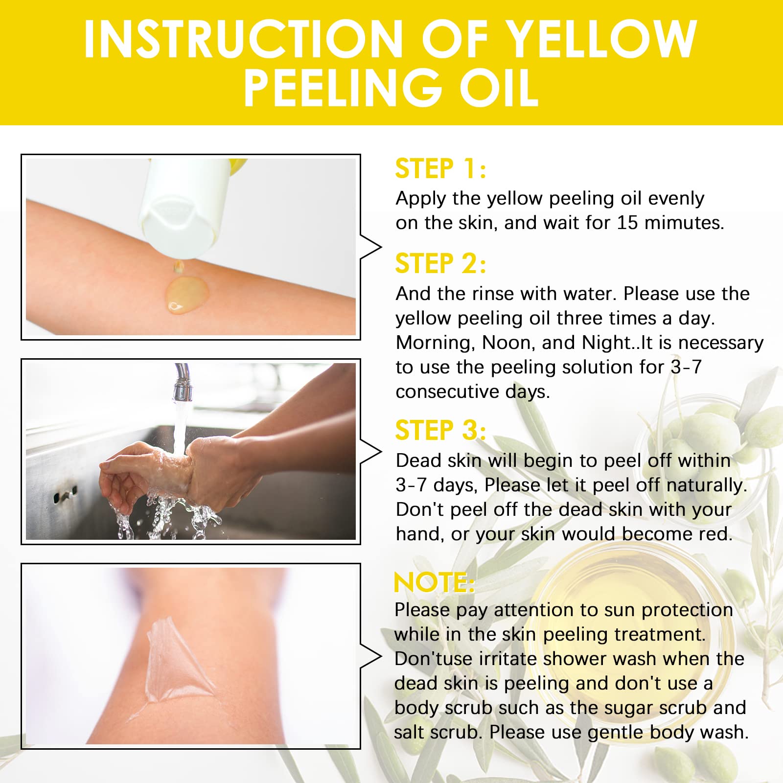 YAFUSIPE Yellow Peeling Oil requires a 15-minute wait during peeling