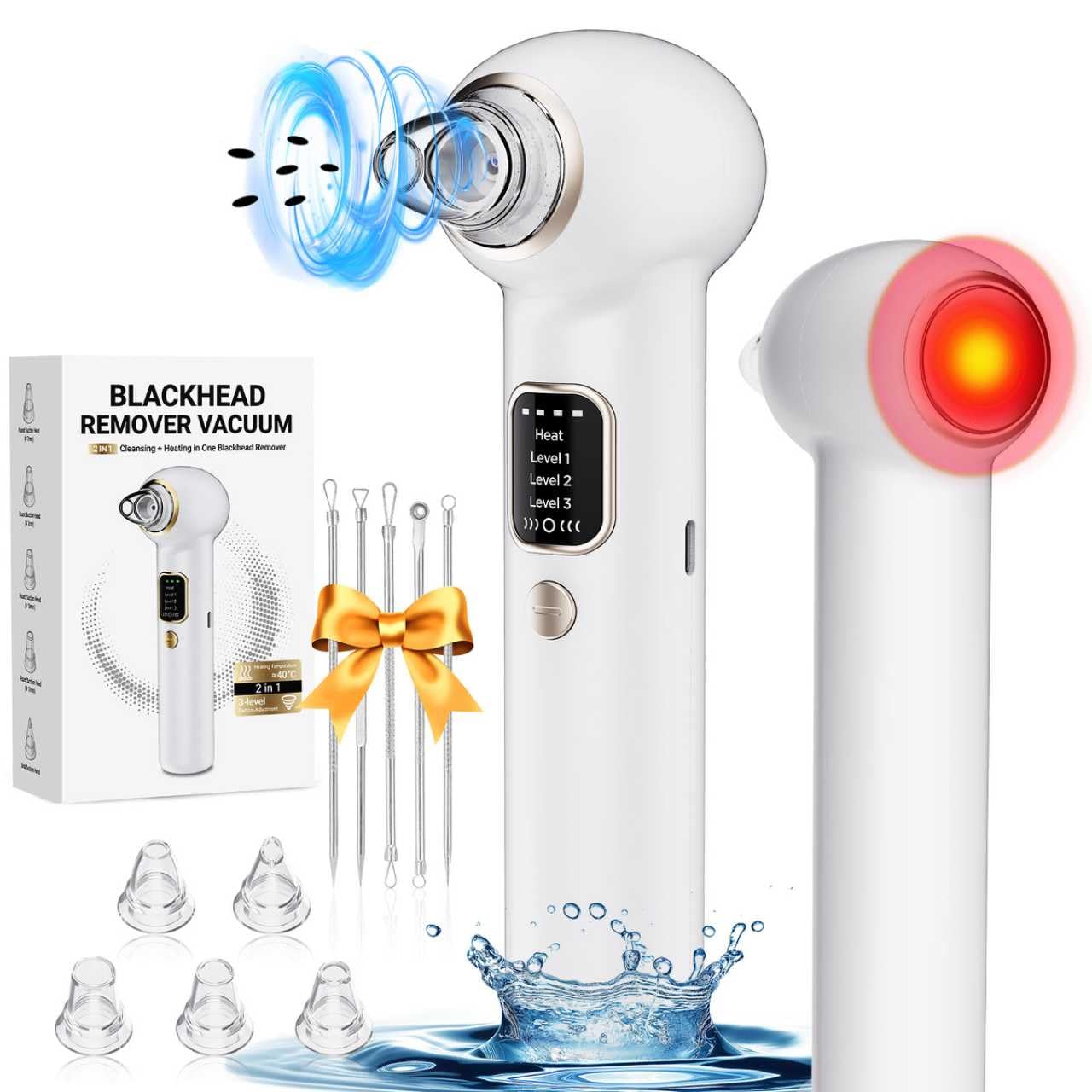 YAGETU pore vacuum device white front view for deep cleansing and oil removal