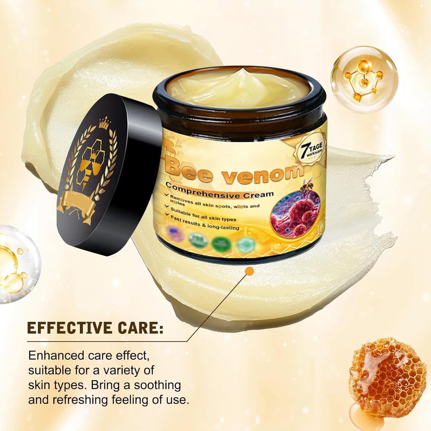 Neck application of YAGUAN Bee Venom Cream demonstrates gentle, sensitive-skin friendly care.