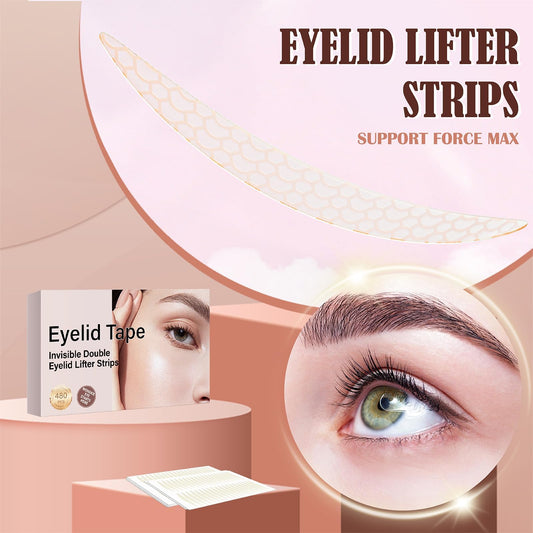 YAGUVI eyelid-lifter strips close-up highlights gentle adhesive and natural results.