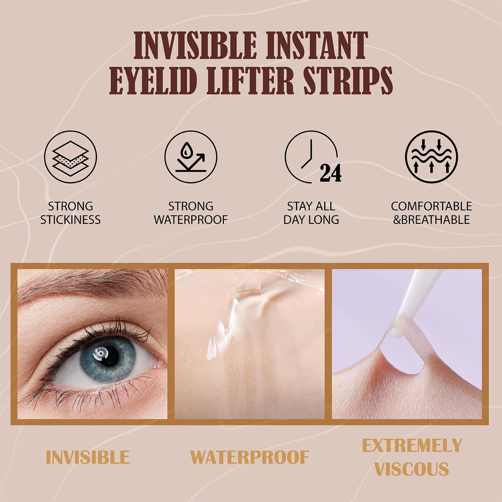 YAGUVI virtually invisible eyelid tape offers a subtle eye-opening effect.