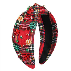 YAHPERN Christmas headband with knotted bow and snowflake accents for festive styling