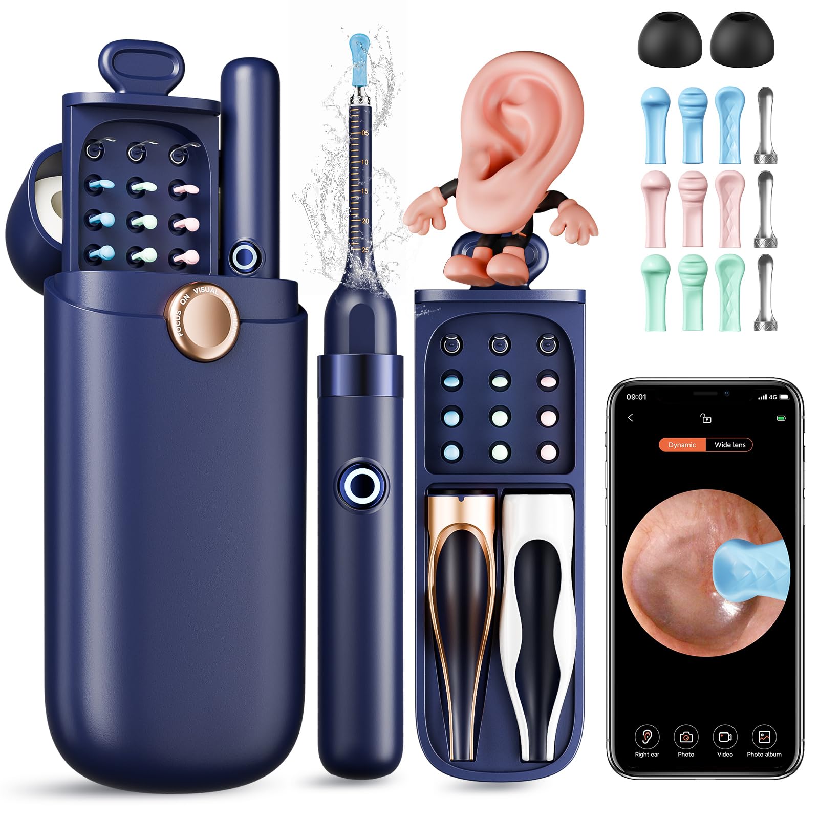 Yakbio Ear Cleaner Camera 1296P view reveals earwax detail for at home inspection.