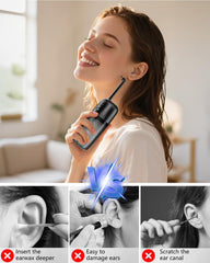 Yakbio retractable nozzle extended for easy ear irrigation.
