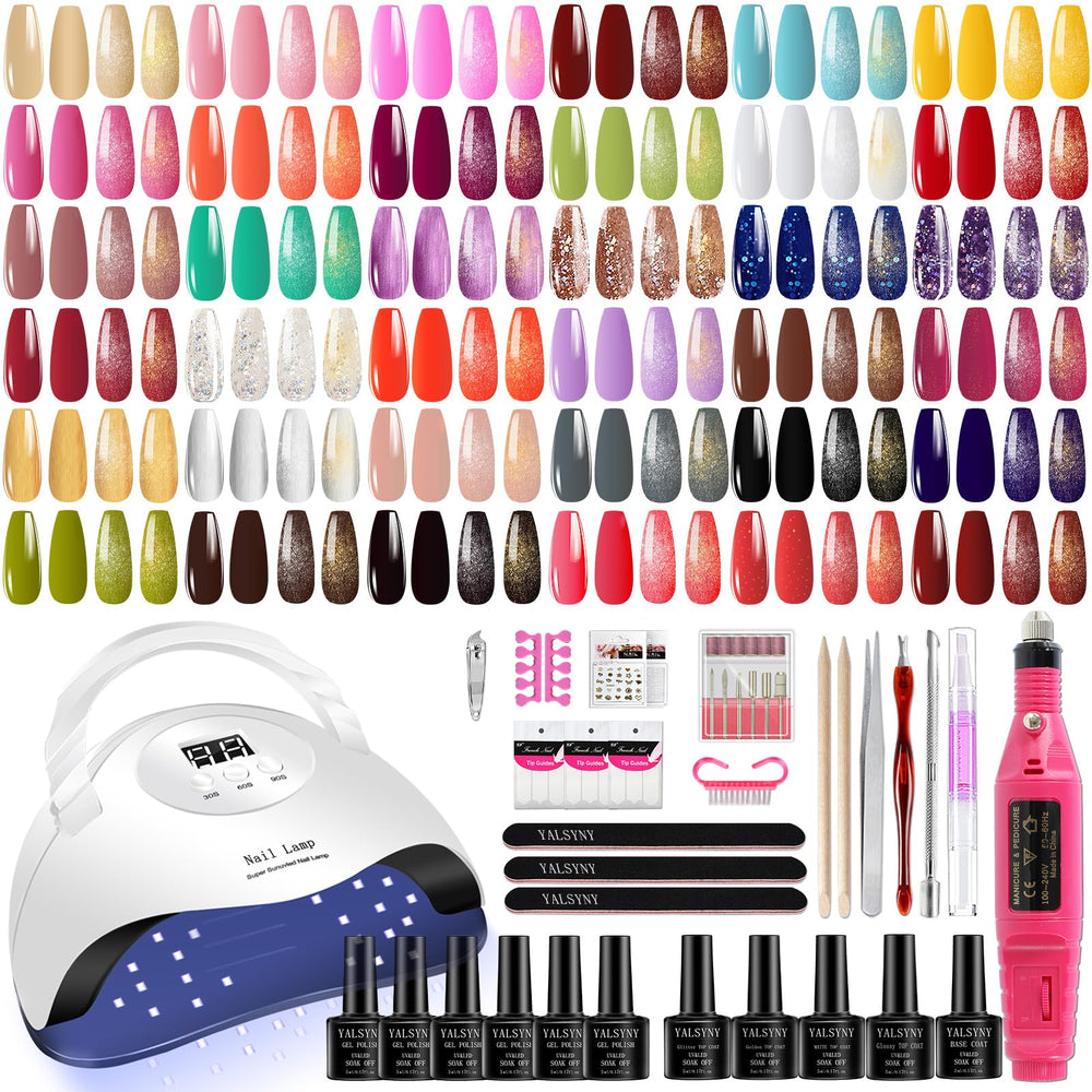 YALSYINY gel nail polish kit with UV lamp for at-home manicures