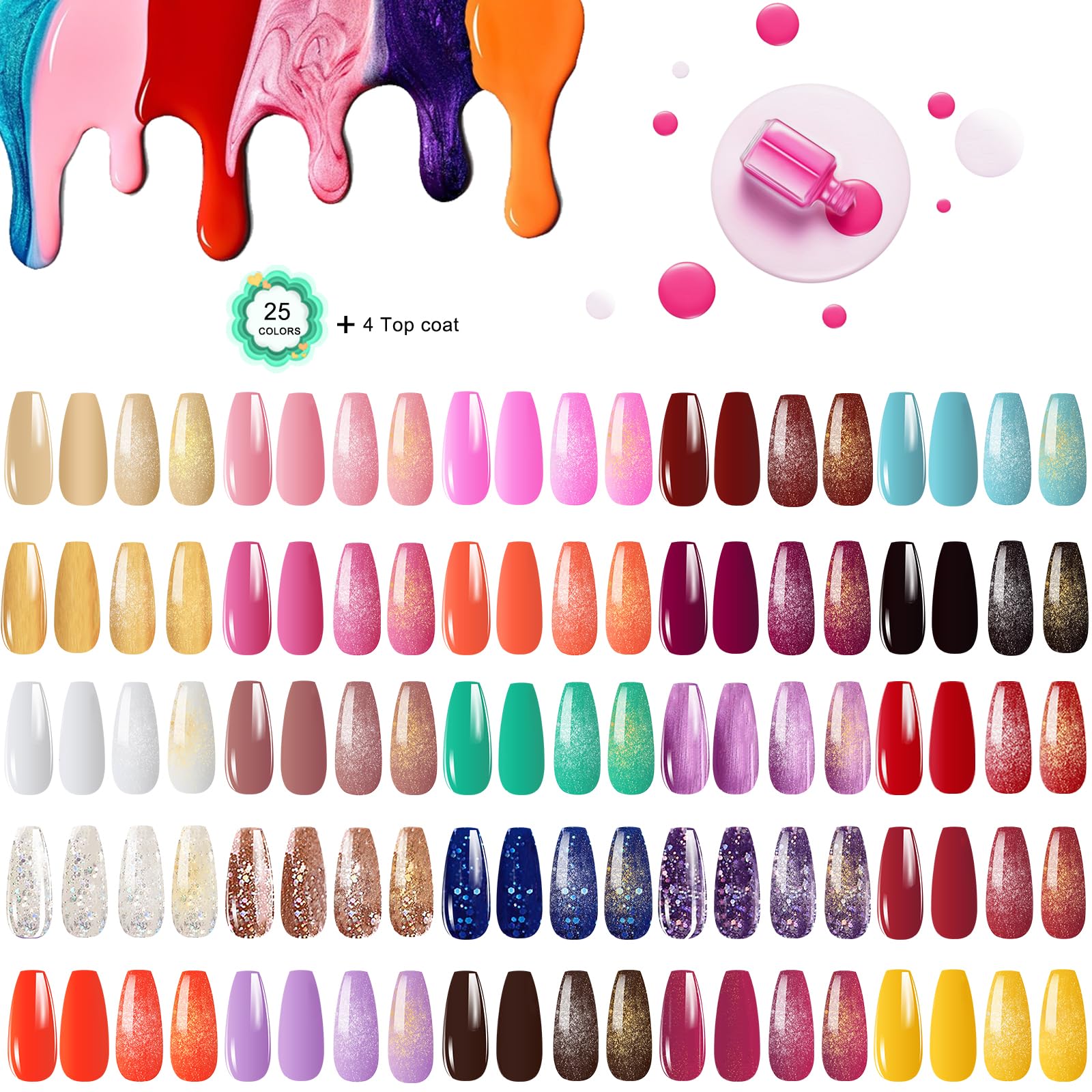YALSYNY base coat and top coat duo for lasting shine and adhesion.