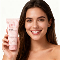 YAMFIUY Bare Basics ingredients highlight Vitamin E and Pro-Vitamin B5 for skin care.