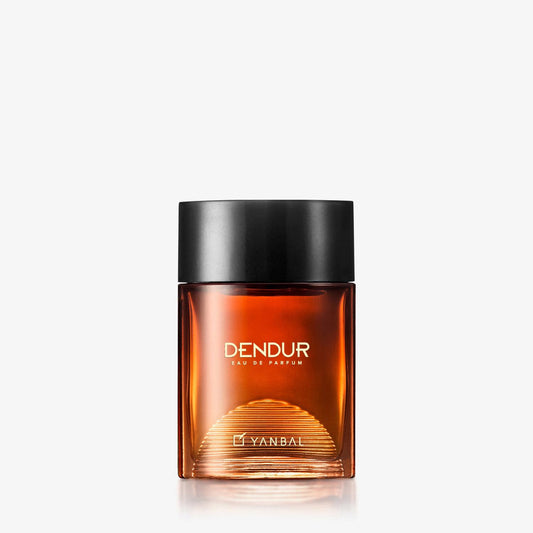 Yanbal Dendur cologne for men, close-up bottle, long-lasting spicy amber scent.