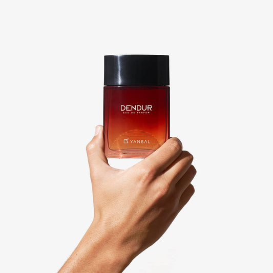 Yanbal Dendur cologne for men, cap detail, smoky amber notes.
