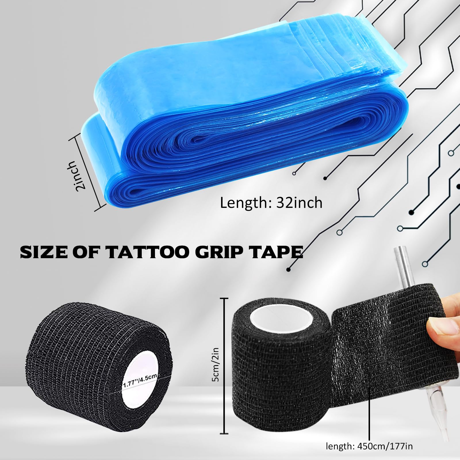 Yangna tattoo grip tape blue 2x5 yards enhances comfort and grip.