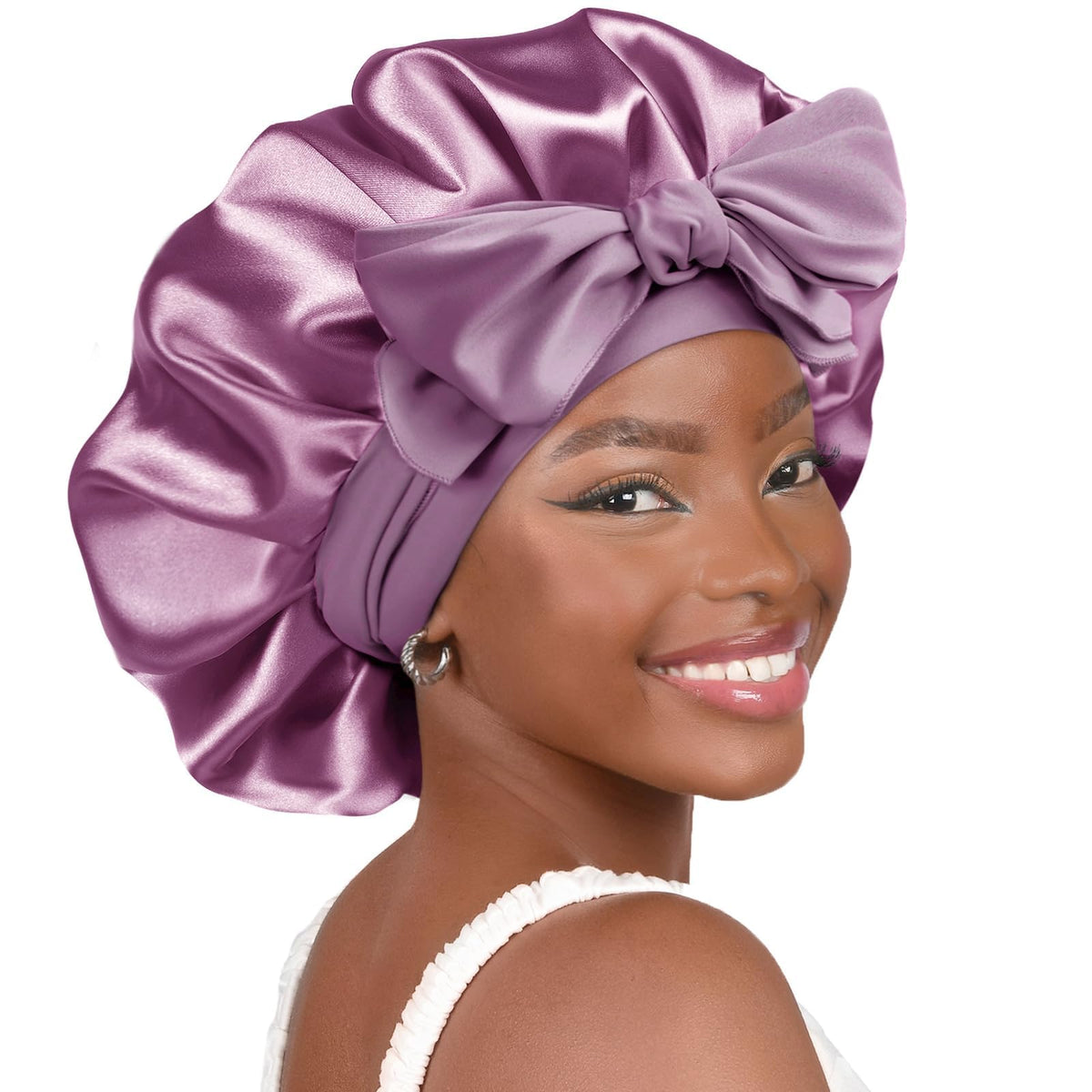 YANIBEST adjustable satin bonnet ready for overnight comfort and frizz reduction