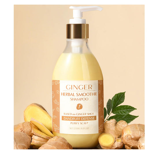 YANIBEST anti-dandruff ginger shampoo bottle on shelf promotes scalp health