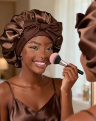 YANIBEST butter-soft satin bonnet protecting curls during sleep