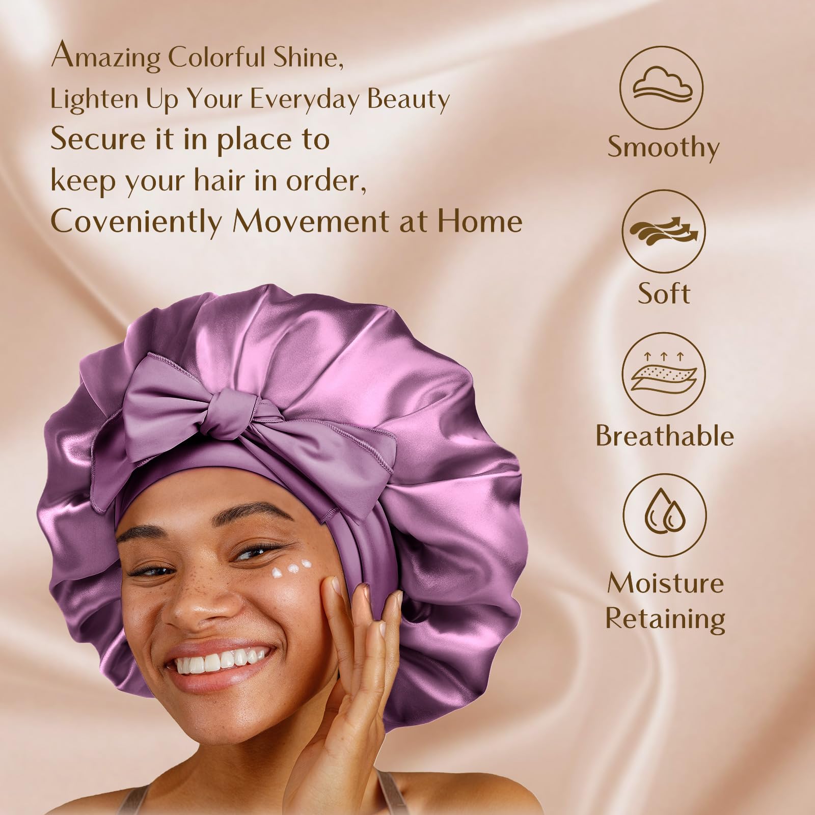 YANIBEST one-size satin bonnet fits natural, braided, curly hair types