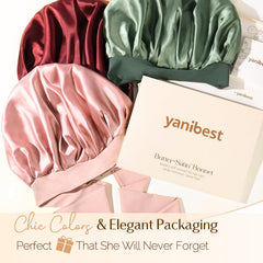 YANIBEST satin bonnet ready for sleep, workouts, or daily hair care