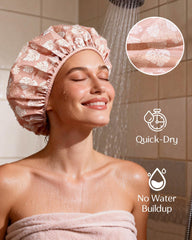 Yanibest shower cap satin interior protects hair from friction during wear.
