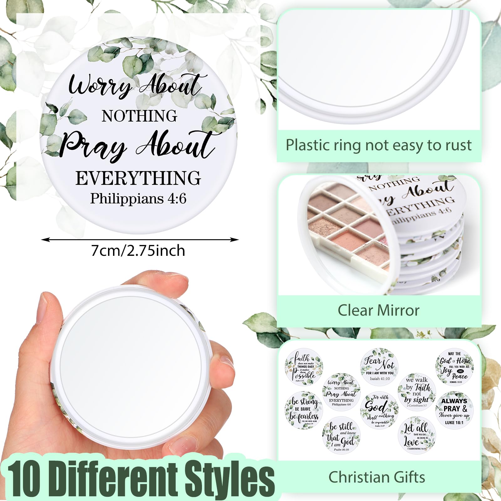 Yaomiao Bible verse pocket mirror with uplifting quote.