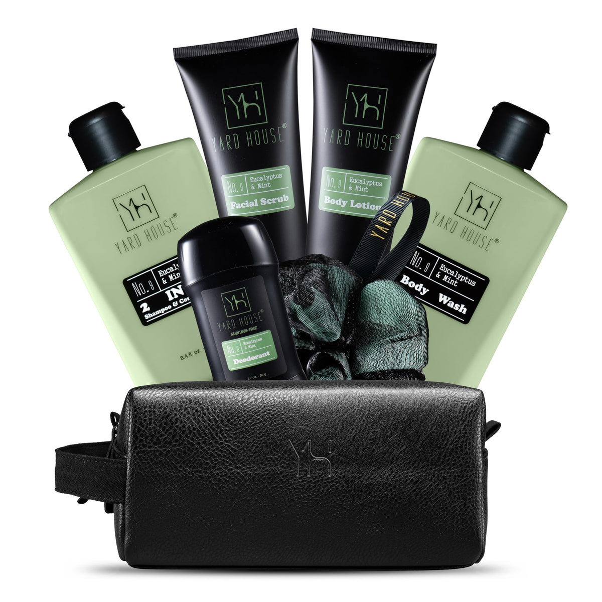 Yard House body wash in the gift set with eucalyptus and mint for a refreshing cleanse