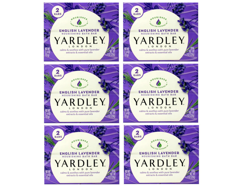 Yardley London English Lavender bath bar close-up, nourishing cleansing for soft skin.