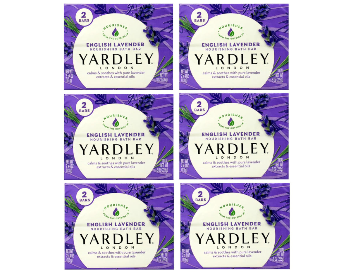 Yardley London English Lavender bath bar close-up, nourishing cleansing for soft skin.