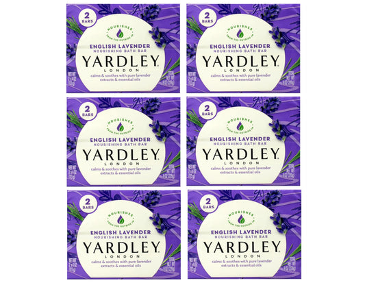 Yardley London English Lavender bath bar close-up, nourishing cleansing for soft skin.