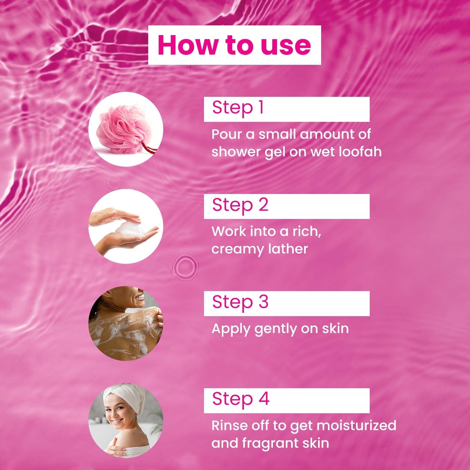Yardley Floral Essence gel pouring on loofah yields rich lather