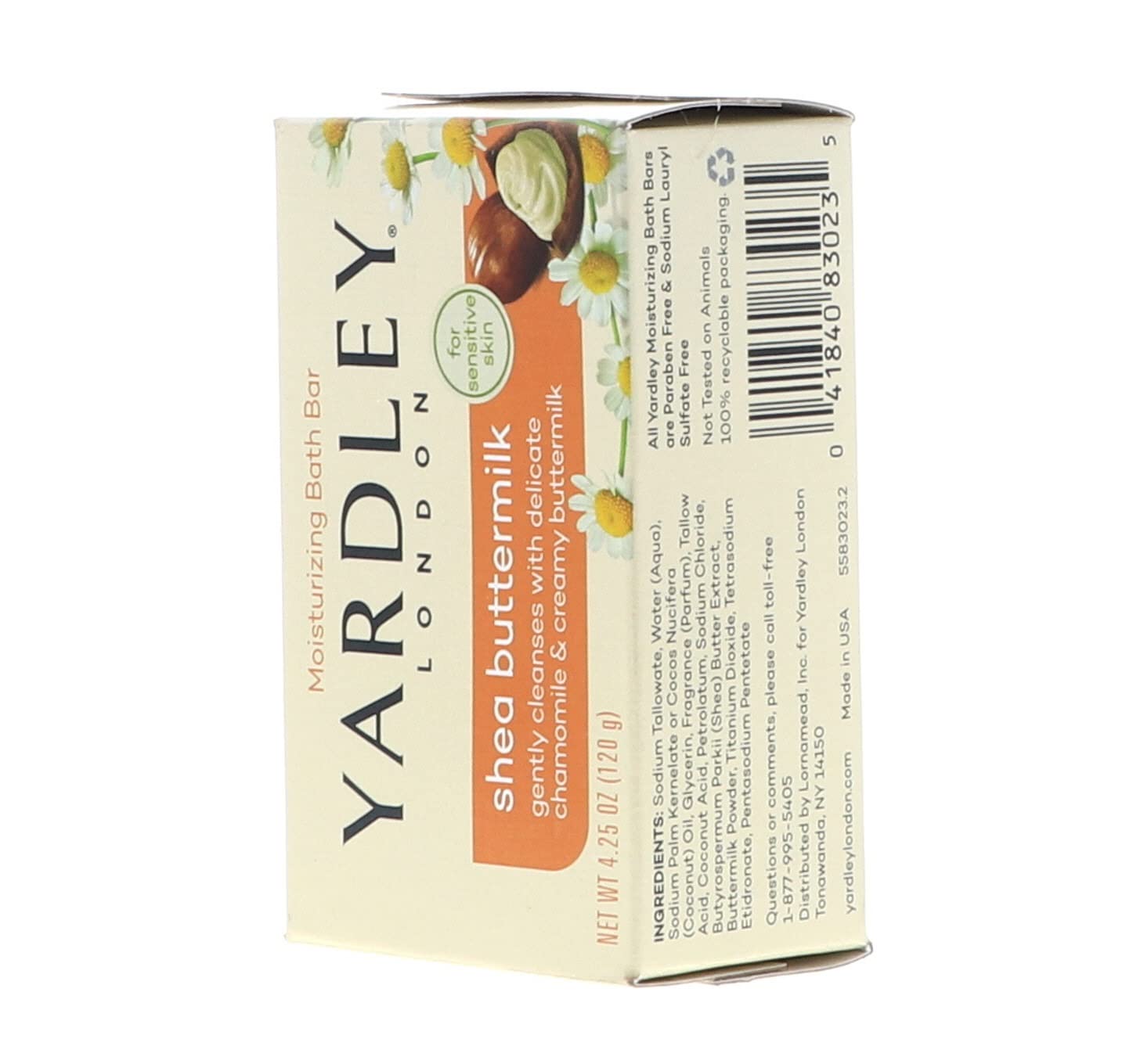 Yardley London sensitive skin packaging shown for daily use.