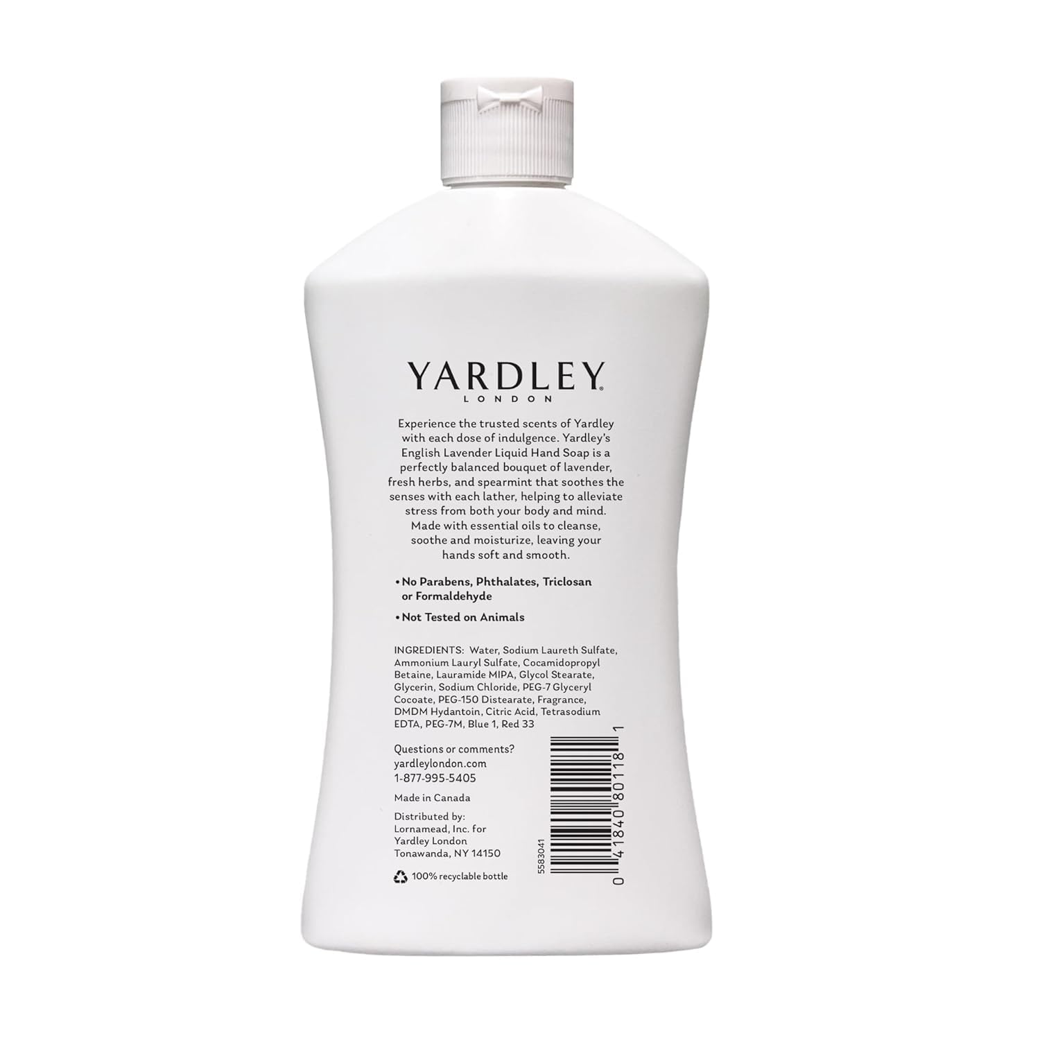 Yardley London Lavender label close-up highlighting soothing scent