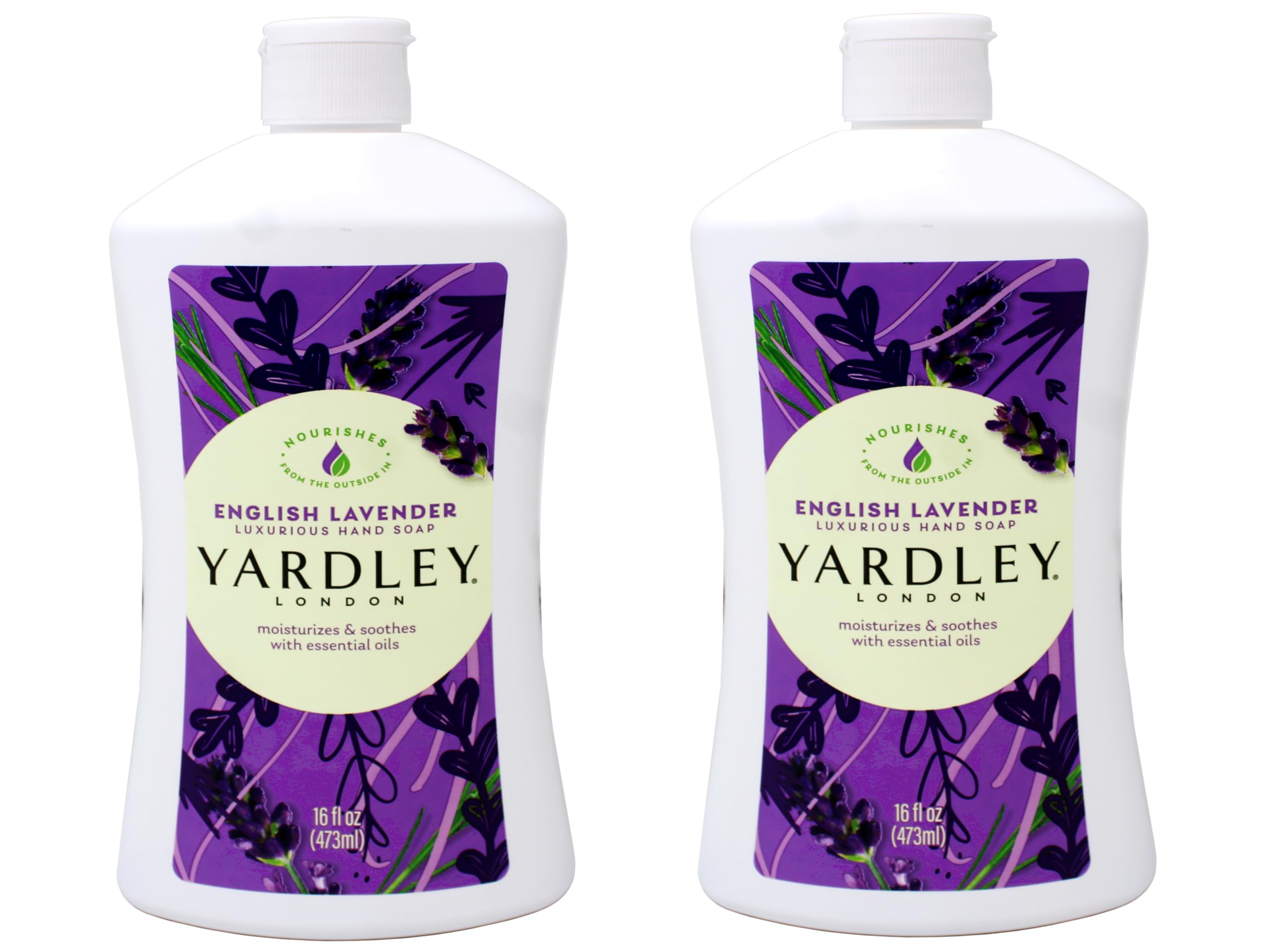Yardley London English Lavender hand soap bottle with gentle cleansing.