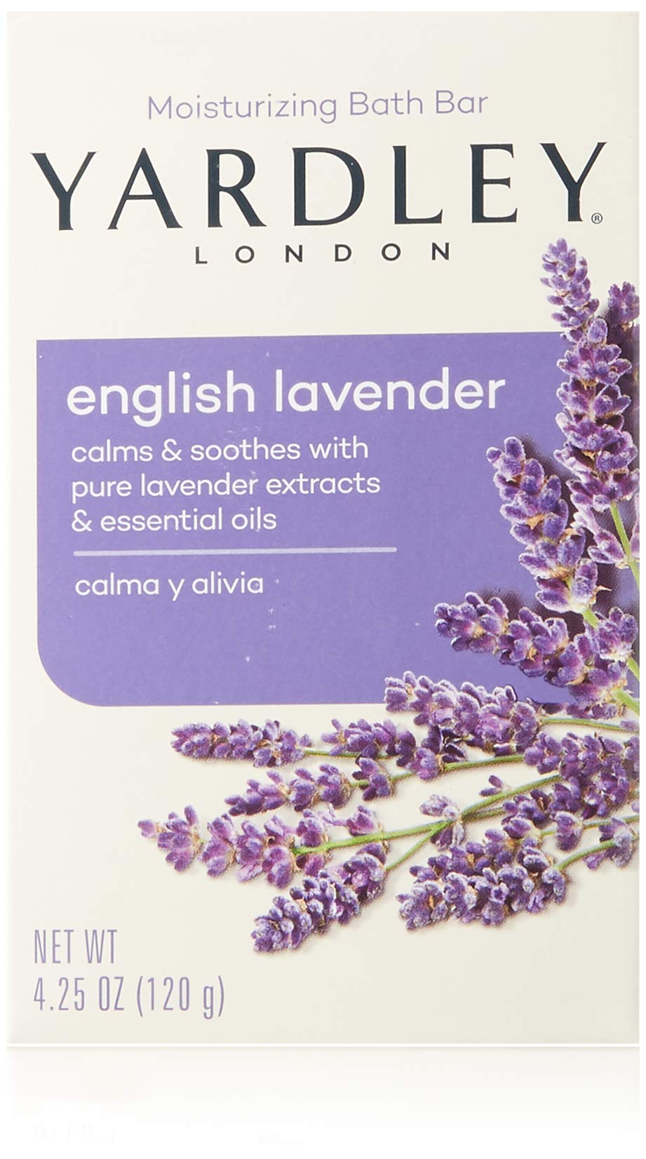 Yardley London moisturizing bar English lavender front view for daily cleansing and fragrance