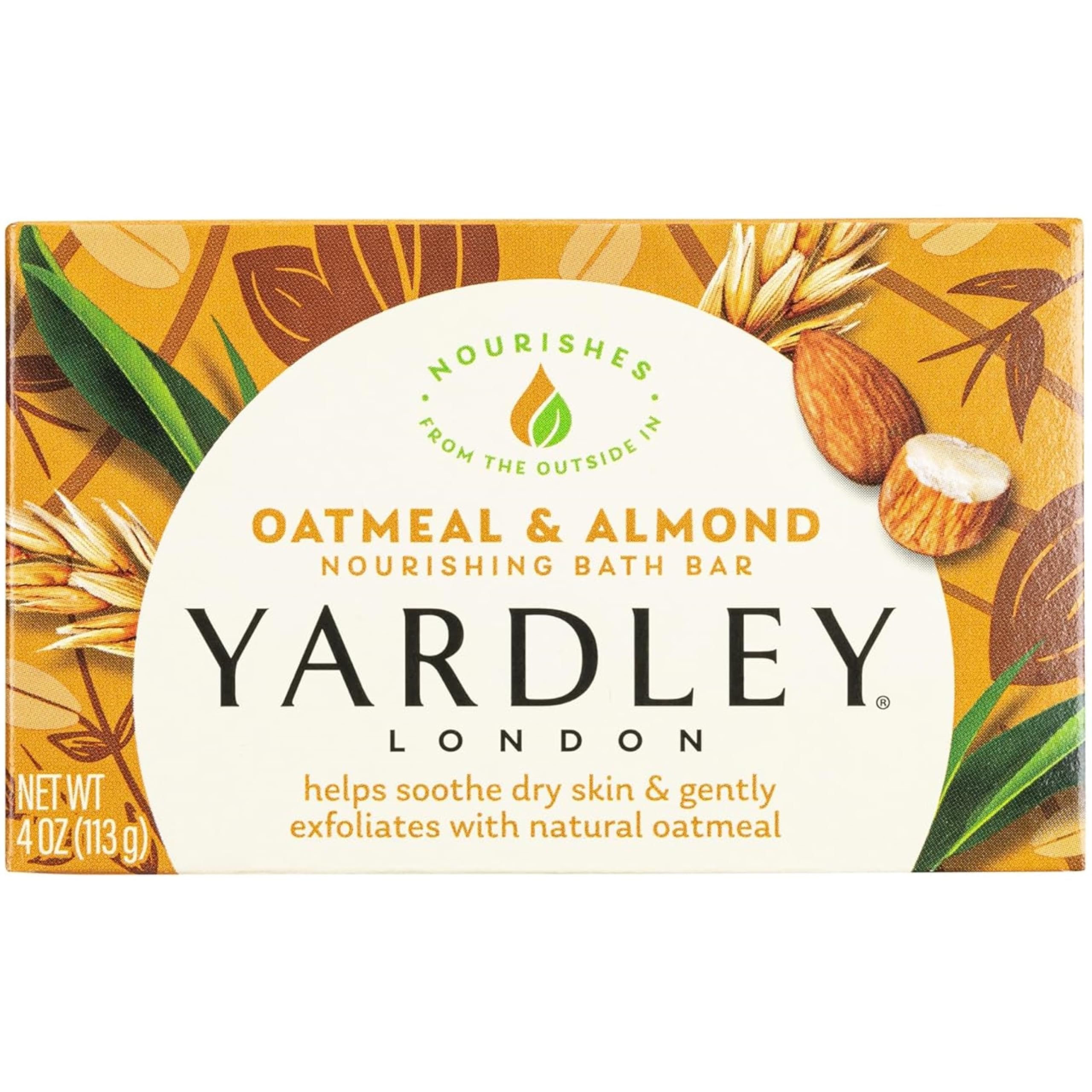 Yardley London moisturizing bar oatmeal almond with creamy lather for dry skin care