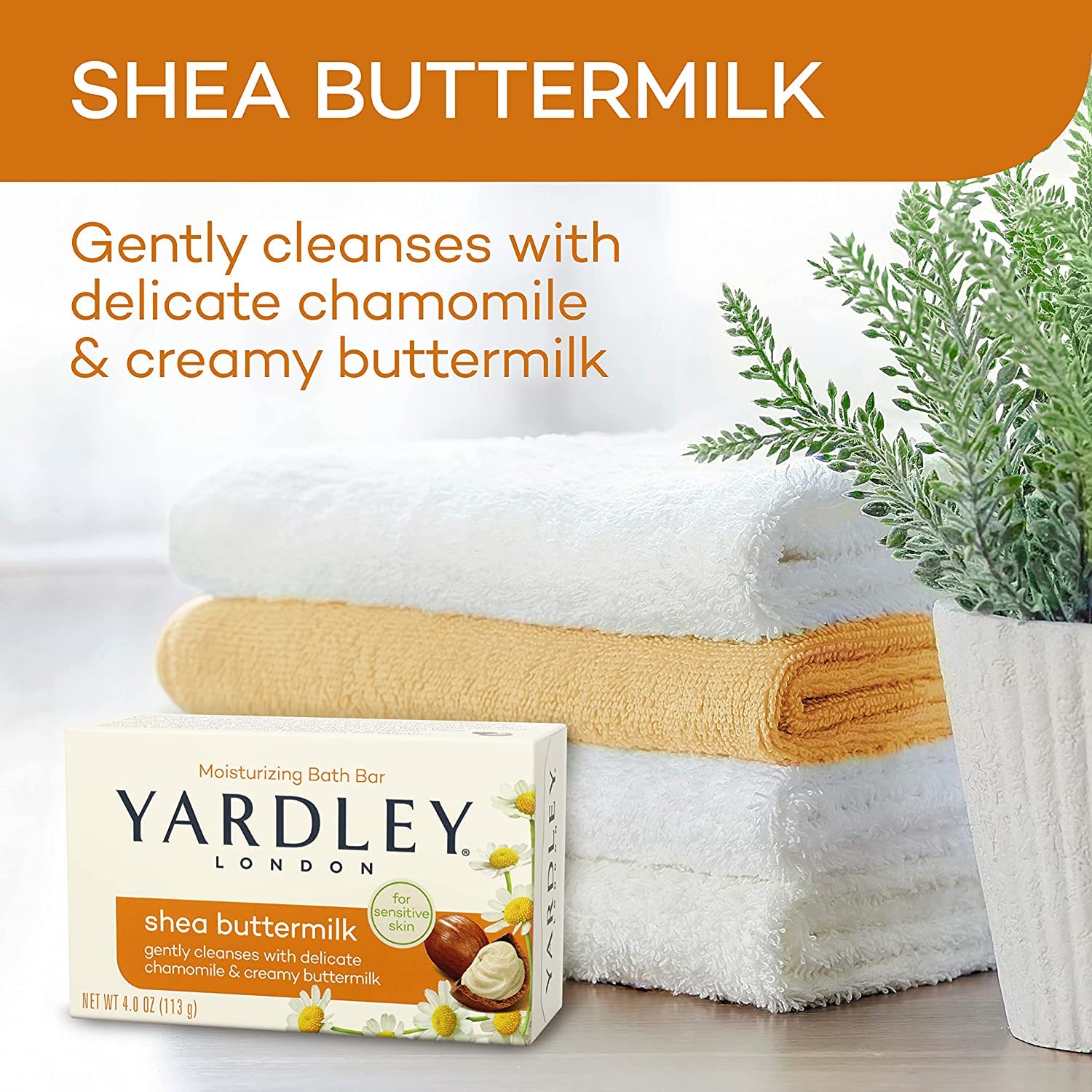 Yardley London Shea Buttermilk Bath Bar ingredients include shea butter and chamomile