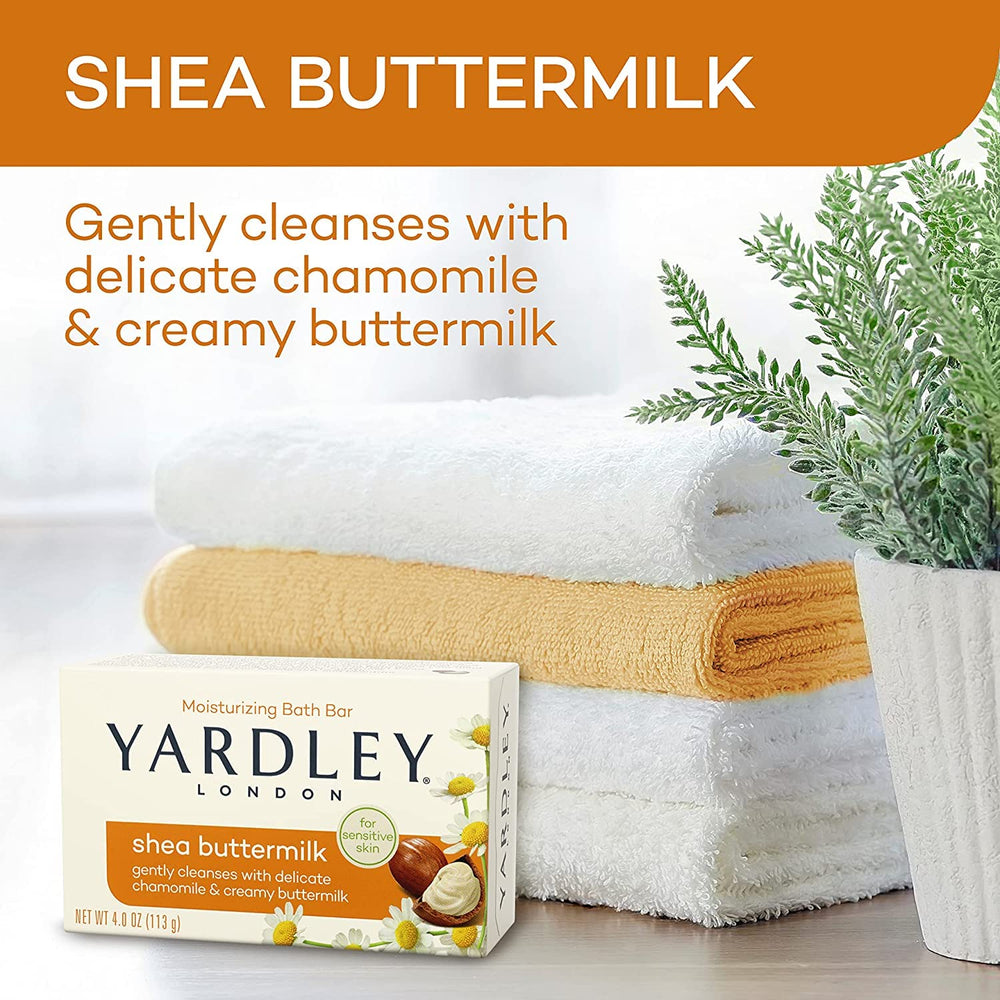 Yardley London Shea Buttermilk Bath Bar ingredients include shea butter and chamomile