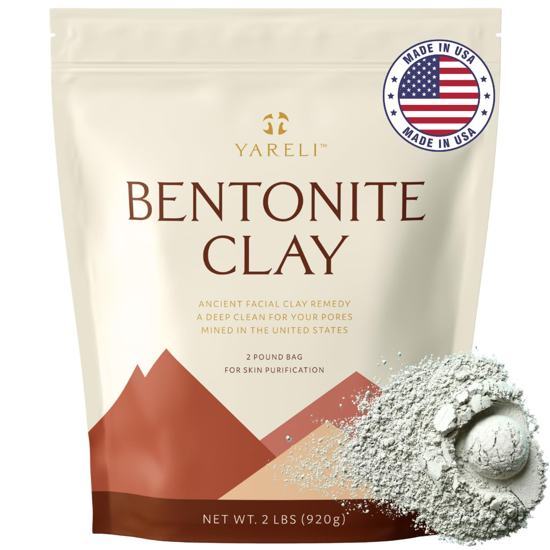 YARELI Bentonite clay powder jar for deep cleansing and mineral-rich facial care.