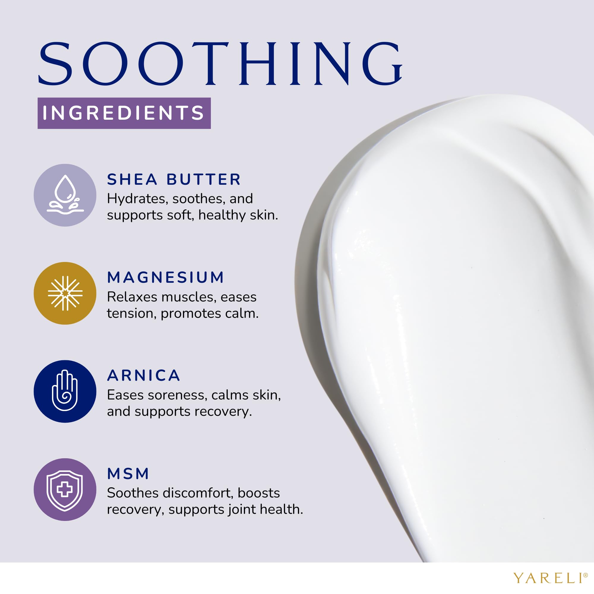 YARELI magnesium cream lavender scent bottle for calming bedtime routine