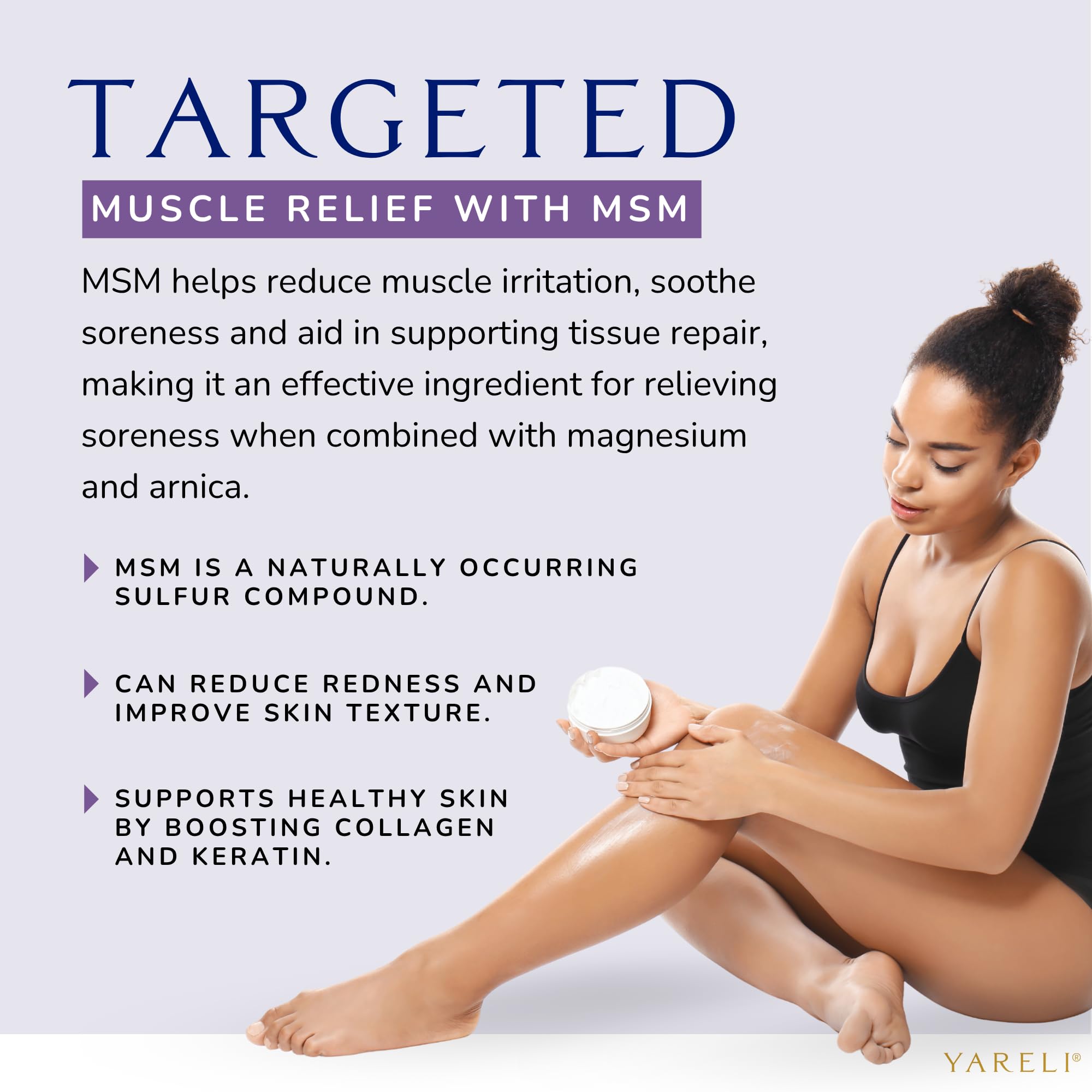 YARELI magnesium cream texture being spread on skin for quick absorption